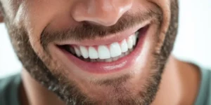 Hombre sonriendo, tratamiento de ortodoncia. Ortodoncia infantil, adolescente y adulta